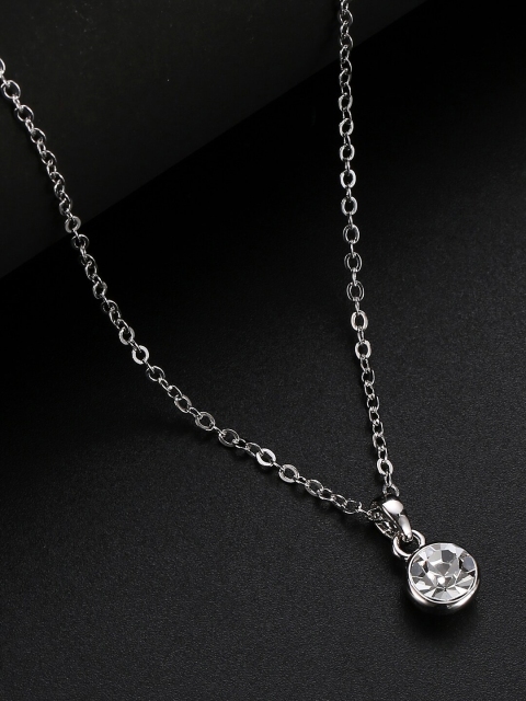 

Jewels Galaxy Rhodium-Plated Silver-Colored Crystal Pendant