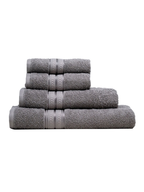 

Trident Set of 4 Grey Self Design 400 GSM Pure Cotton Towel Set