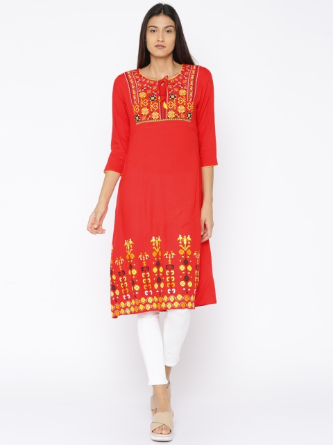 

Anouk Women Red Printed A-Line Kurta