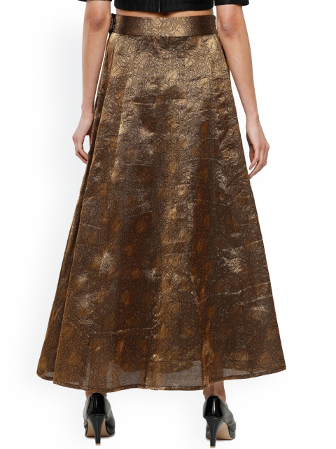

De Moza Women Black & Gold-Toned Printed Maxi Skirts