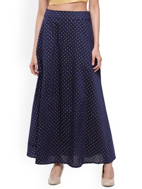 

De Moza Women Navy-Blue Printed Maxi Skirt