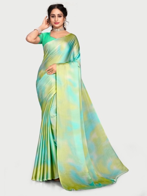 

KALINI Green & Yellow Tie and Dye Pure Crepe Saree