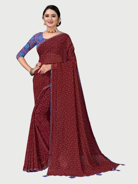 

KALINI Maroon & Yellow Floral Silk Blend Saree