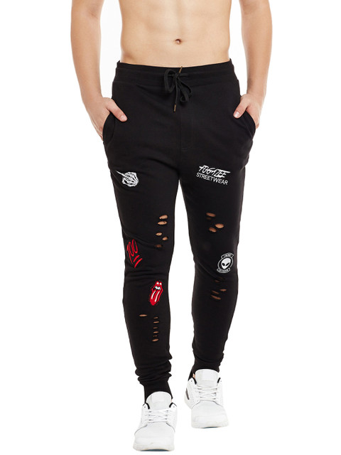 

FUGAZEE Men Black Applique Detail Slim Fit Joggers