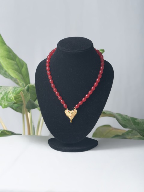 

Unnati Silks Women Red Amravati Round Beads Necklace with Pendent Jewellery Set