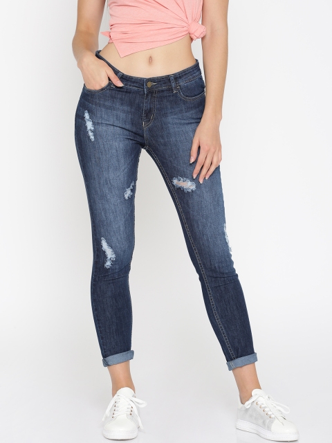 

DressBerry Women Blue Slim Fit Mid-Rise Low Distressed Stretchable Jeans