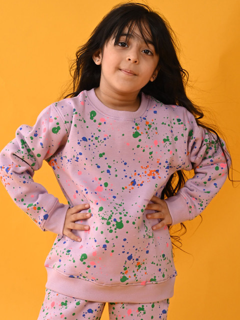 

Anthrilo Girls Lavender & Green Printed Sweatshirt