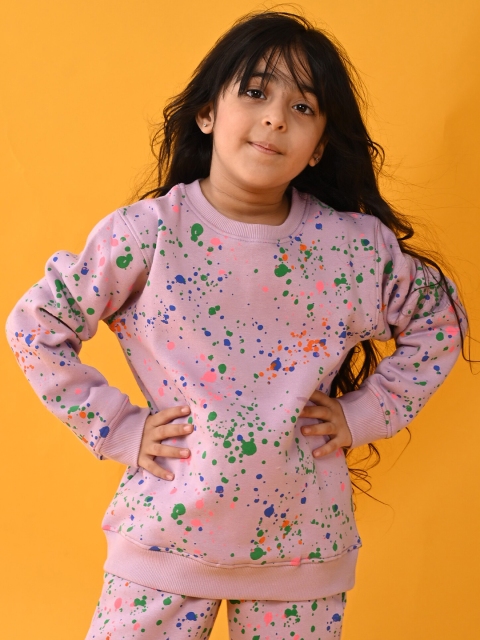 

Anthrilo Girls Lavender Printed Fleece Sweatshirt