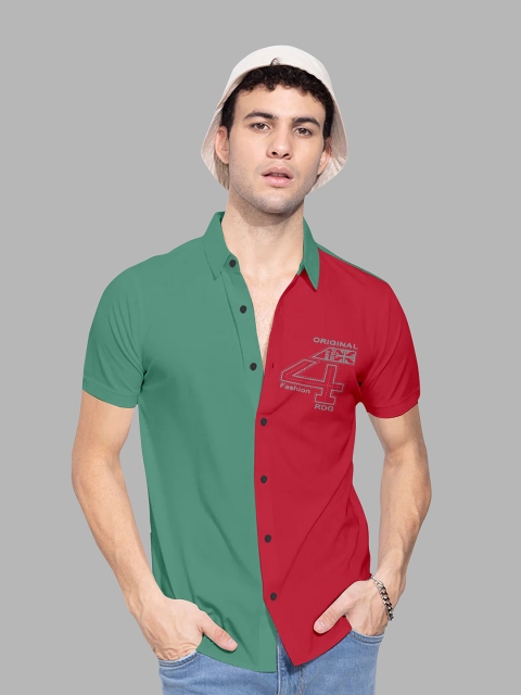 

Fashion FRICKS Men Red Slim Fit Colourblocked Casual Shirt