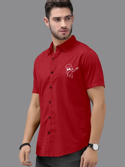 

Fashion FRICKS Men Maroon Solid Slim Fit Casual Shirt