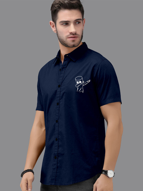 

Fashion FRICKS Men Navy Blue Slim Fit Casual Shirt