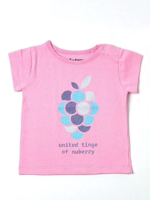 

Nuberry Boys Pink Printed Pure Cotton T-shirt
