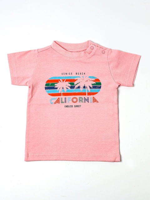 

Nuberry Boys Pink & Blue Cotton Printed T-shirt