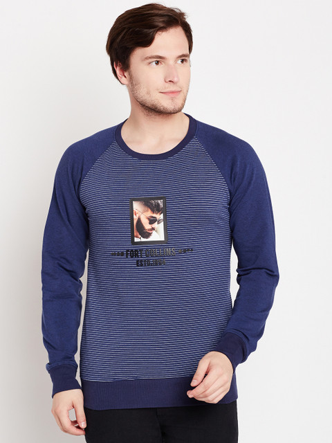 

Fort Collins Men Navy & White Striped Sweatshirt, Navy blue