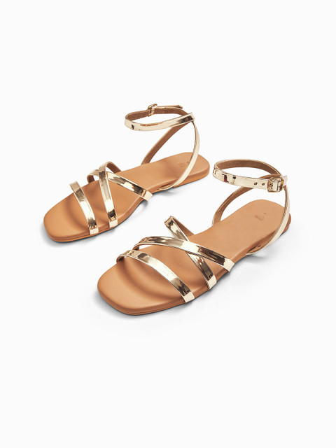

The Label Life Women Gold-Toned Open Toe Flats