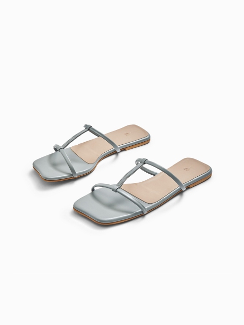 

The Label Life Women Grey Synthetic Leather T-Strap Flats