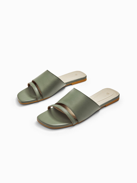 

The Label Life Women Olive Green Open Toe Flats