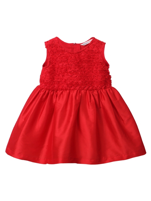 

Beebay Girls Red Self Design Fit and Flare Dress