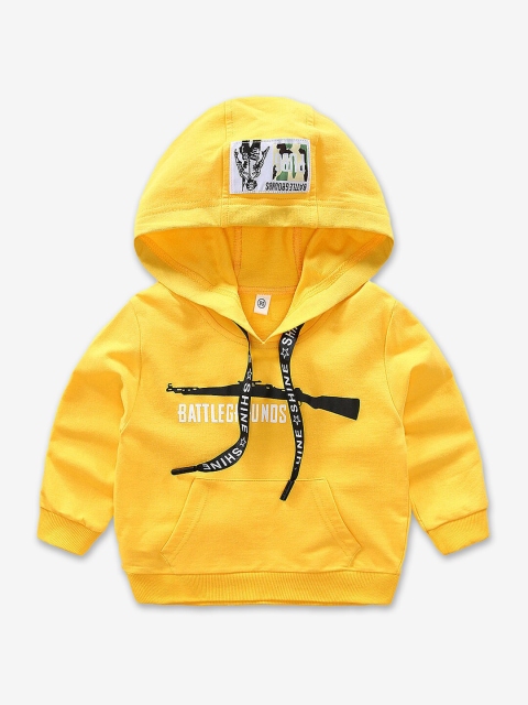

Hopscotch Boys Yellow Hooded Cotton Sweatshirt