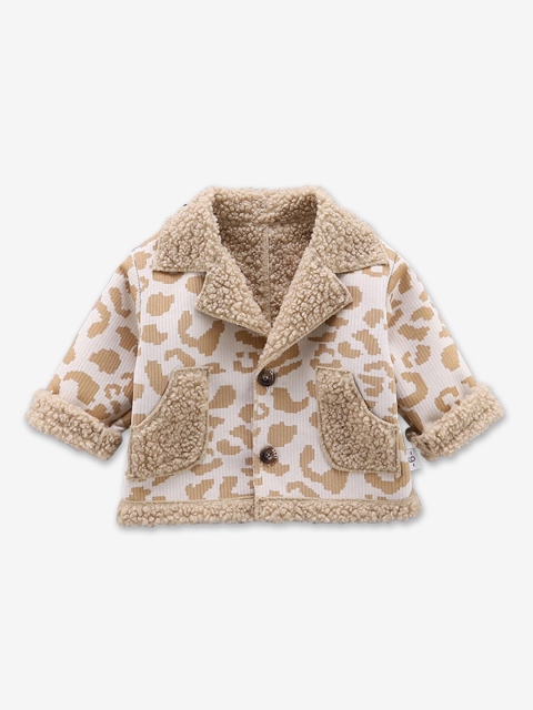 

Hopscotch Boys Brown Printed Open Front Jacket