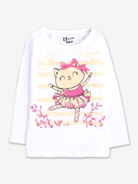 

Hopscotch Girls White Printed High Neck T-shirt