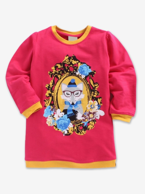 

Hopscotch Girls Pink Cotton Printed Sweatshirt