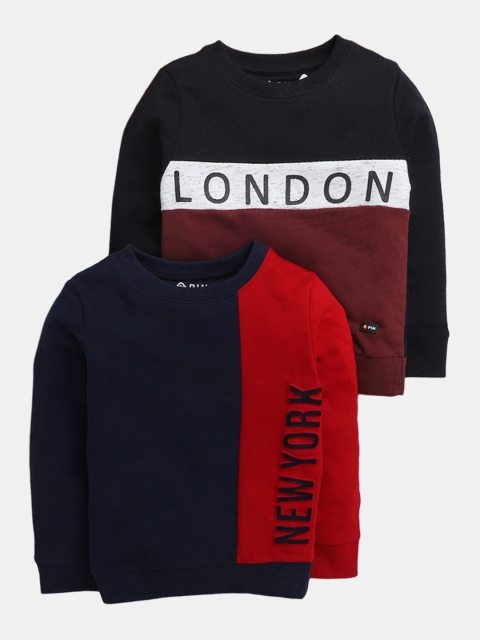 

Hopscotch Boys Pack Of 2 Navy Blue Printed Cotton Sweatshirt