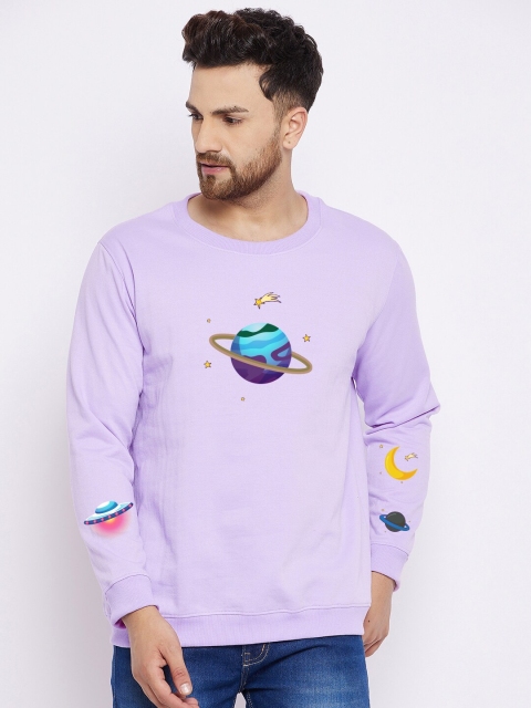 

FRENCH FLEXIOUS Men Purple Printed Sweatshirt