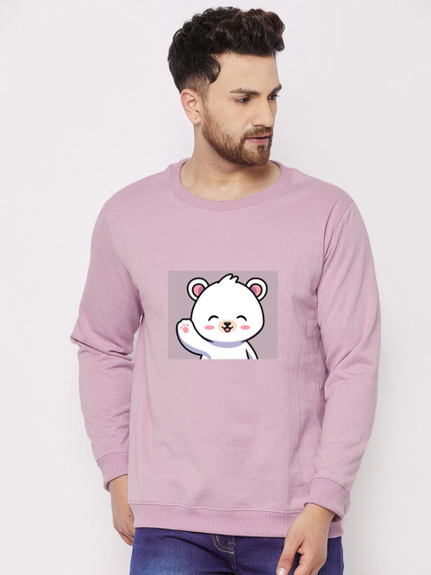 

FRENCH FLEXIOUS Men Plus Size Purple Printed Sweatshirt