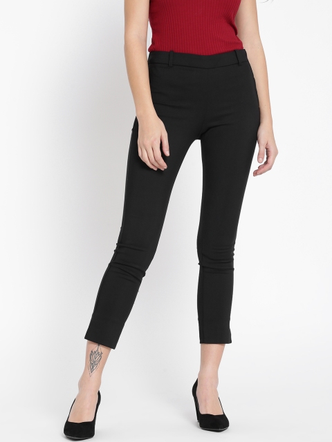 

MANGO Women Black Regular Fit Solid Casual Trousers