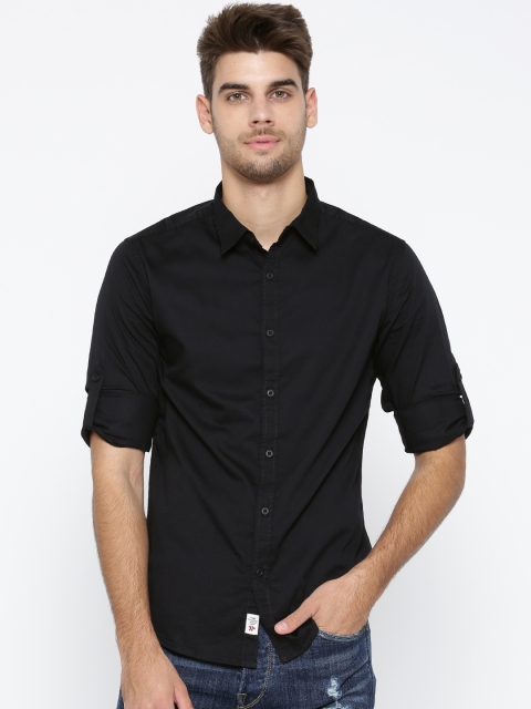 

Roadster Men Black Regular Fit Solid Casual Shirt