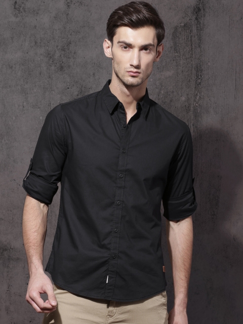 

Roadster Men Black Slim Fit Solid Casual Shirt