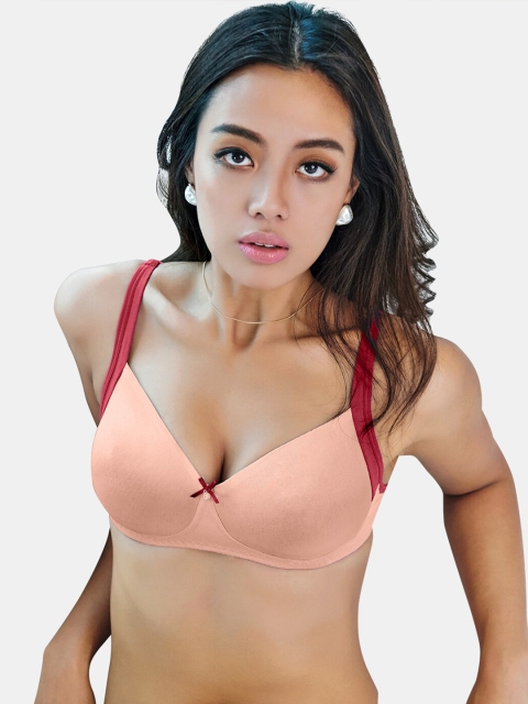 

Sonari Women Peach-Coloured & Red Non Padded Regular Bra