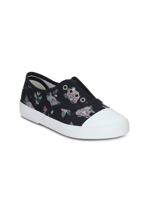 

Get Glamr Women Blue Floral Print Slip-On Sneakers