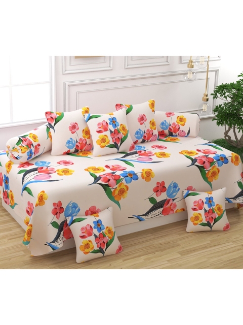 

Bajo's Set of 8 Pink& Blue Printed Cotton Diwan Set