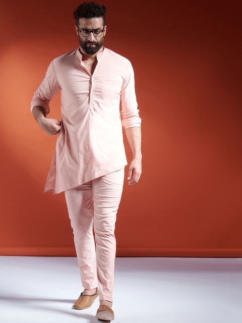 

MR BUTTON Men Pink Kurta with Trousers