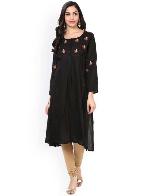 

Bhama Couture Women Black Embroidered A-Line Kurta