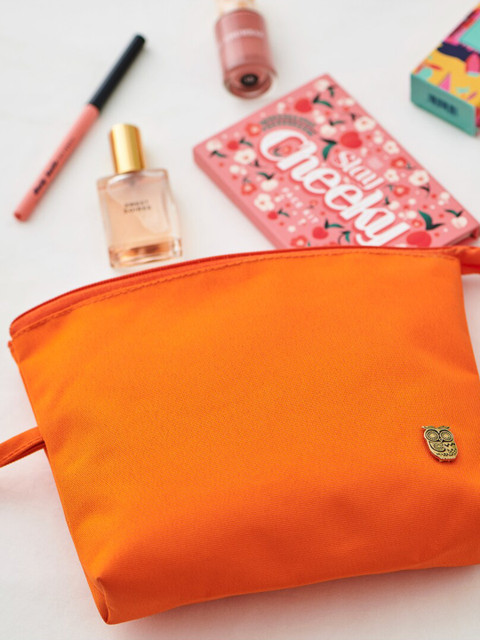 

Chumbak Set Of 2 Pink & Orange Solid Travel Pouch