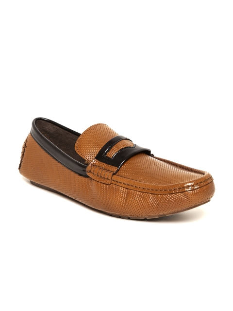 

San Frissco Men Tan Brown Leather Driving Shoes