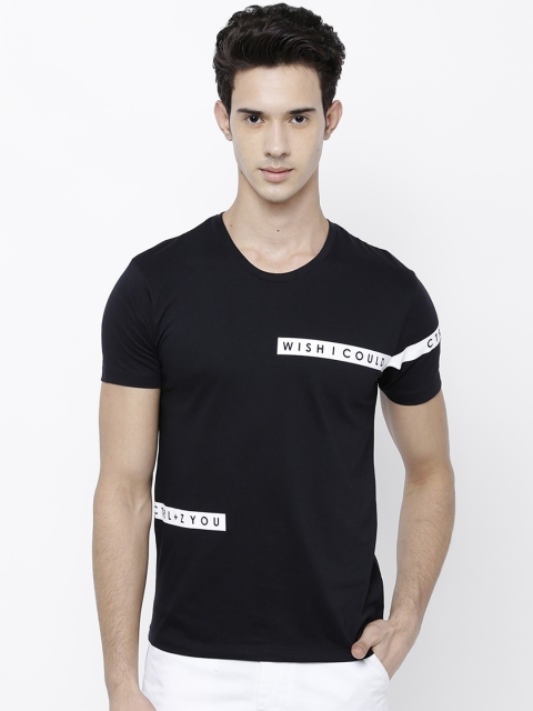 

LOCOMOTIVE Men Black Printed Round Neck Slim Fit T-shirt