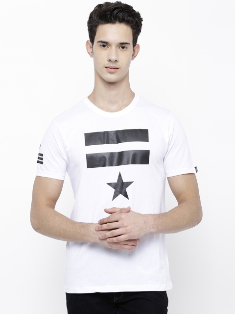 

LOCOMOTIVE Men White Printed Round Neck Slim Fit T-shirt