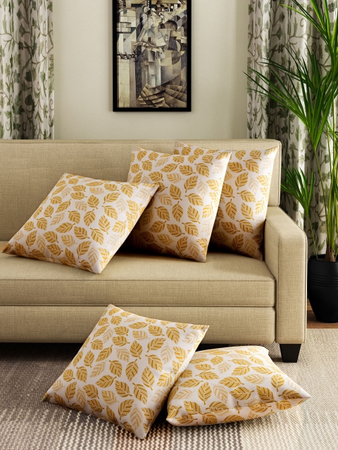 

RANGRAGE Set of 5 White & Brown Printed 16" x 16" Square Pillow Covers