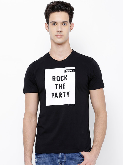 

LOCOMOTIVE Men Black & White Printed Round Neck Slim Fit T-shirt