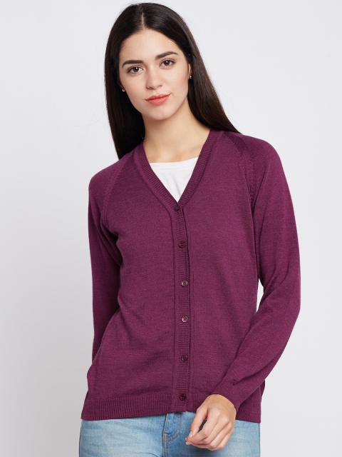 

Monte Carlo Women Magenta Solid Cardigan