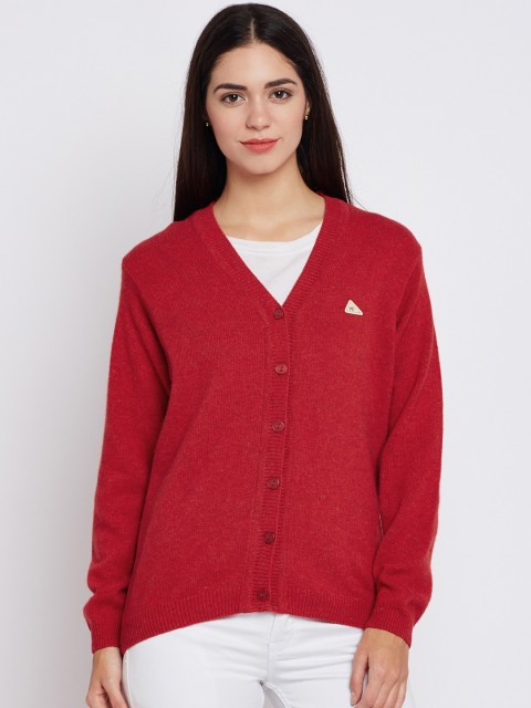 

Monte Carlo Women Red Solid Cardigan