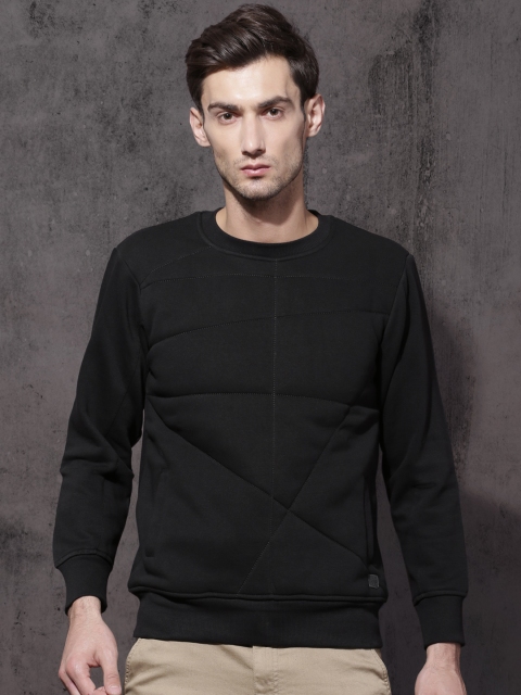 

Roadster Men Black Solid Sweatshirt