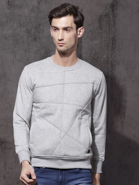 

Roadster Men Grey Self Design Sweatshirt