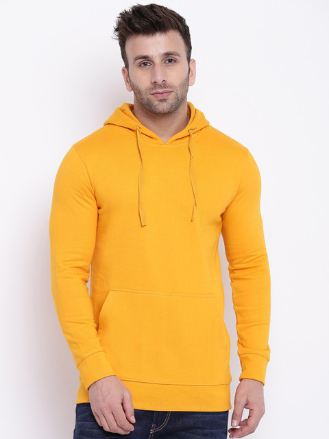 

GRITSTONES Men Yellow Cotton Hooded Sweatshirt