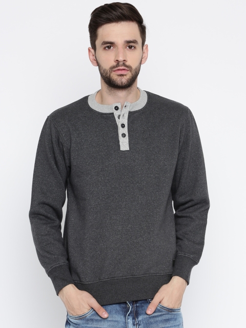 

Roadster Men Charcoal Grey Solid Sweatshirt