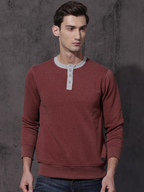 

Roadster Men Red Solid Sweatshirt
